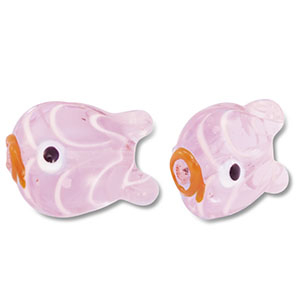 Handbemalt Glasperlen Fisch Pink-orange