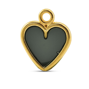 Metall Anh&auml;nger DQ Herz Black-Gold (Nickelfrei)