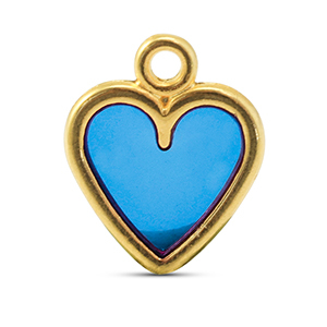 Metall Anh&auml;nger DQ Herz Blue-Gold (Nickelfrei)