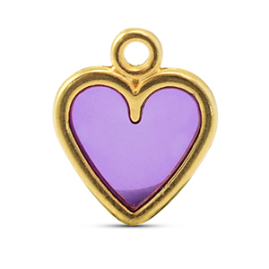 Metall Anh&auml;nger DQ Herz Purple-Gold (Nickelfrei)
