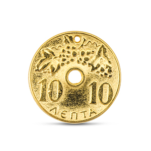 Metall Anh&auml;nger DQ M&uuml;nze Gold (Nickelfrei)