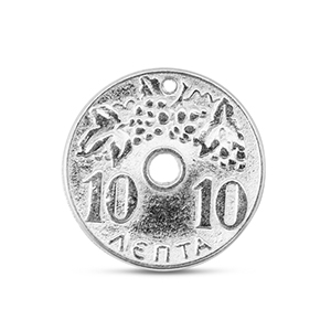 Metall Anh&auml;nger DQ M&uuml;nze Antik silber (Nickelfrei)