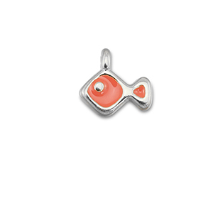 Metall Anh&auml;nger DQ Fisch Coral red-Antik silber (Nickelfrei)