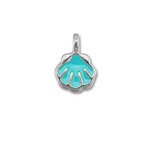 Metall Anh&auml;nger DQ Muschel Turquoise blue-Antik silber (Nickelfrei)