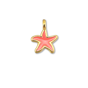 Metall Anh&auml;nger DQ Seestern Coral red-Gold (Nickelfrei)