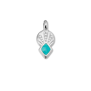 Metall Anh&auml;nger DQ Rhombus Turquoise blue-Antik silber (Nickelfrei)