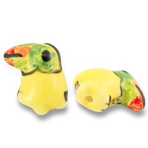 Perlen Keramik Tukan Yellow-green-orange