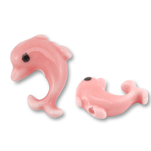 Perlen Keramik Delfin Coral pink