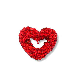 Acryl Perlen mit Strass Herz Red