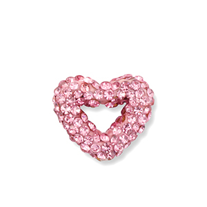 Acryl Perlen mit Strass Herz Light pink