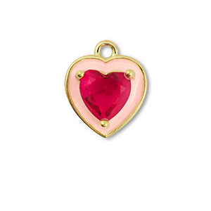 Brass TQ Metall Anh&auml;nger Herz Gold-cream pink-berry wine red