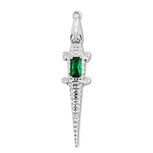 Brass TQ Metall Anh&auml;nger Krokodil Silver-dark green