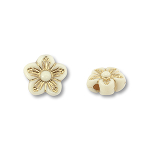 Acrylperlen Blume Off white-gold