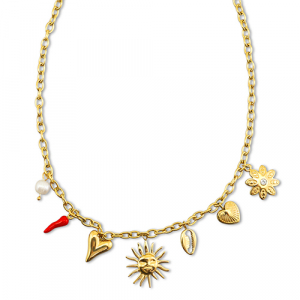 Ketten aus Stainless Steel - Rostfreiem Stahl mit Anh&auml;nger Sommer Gold-red-white
