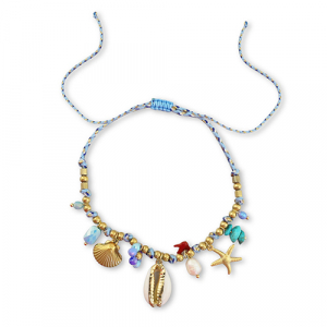 Armb&auml;nder aus Stainless Steel - Rostfreiem Stahl mit Anh&auml;nger Meeresleben Gold-multicolour