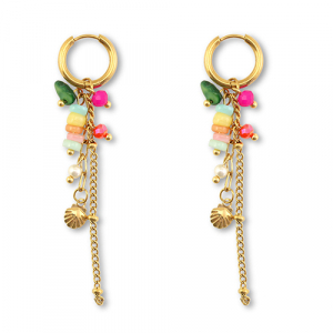 Ohrringe aus Stainless Steel - Rostfreiem Stahl Muschel Gold-multicolour