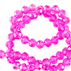 Top Glas Facett Perlen 6x4mm rondellen Neon pink