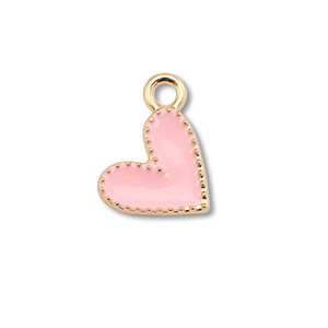 Metall Anh&auml;nger Enamel Herz Gold-light pink