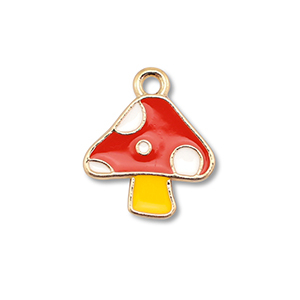 Metall Anh&auml;nger Enamel Fliegenpilz Gold-red-yellow