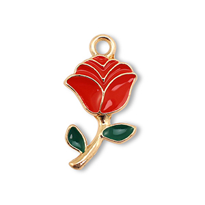 Metall Anh&auml;nger Enamel Rose Gold-red