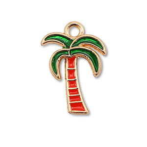 Metall Anh&auml;nger Enamel Palme Gold-red-dark green