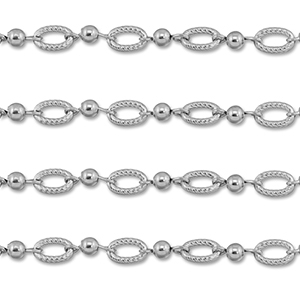 Stainless Steel - Rostfrei Stahl Schmuckzubeh&ouml;r Gliederkette Oval mit Kugel Silver