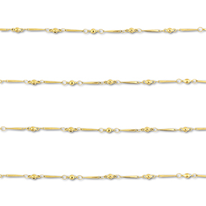 Stainless Steel - Rostfrei Stahl Schmuckzubeh&ouml;r Gliederkette L&auml;nglich mit Kugel Gold