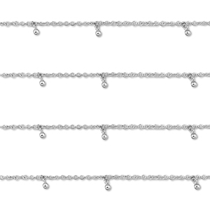 Stainless Steel - Rostfrei Stahl Schmuckzubeh&ouml;r Gliederkette mit Kugel Silver