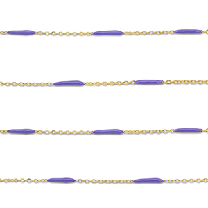 Stainless Steel - Rostfrei Stahl Schmuckzubeh&ouml;r Gliederkette L&auml;nglich Gold-purple