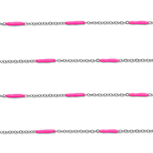Stainless Steel - Rostfrei Stahl Schmuckzubeh&ouml;r Gliederkette L&auml;nglich Silver-pink