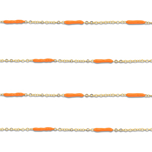 Stainless Steel - Rostfrei Stahl Schmuckzubeh&ouml;r Gliederkette L&auml;nglich Gold-orange