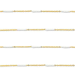 Stainless Steel - Rostfrei Stahl Schmuckzubeh&ouml;r Gliederkette L&auml;nglich Gold-white