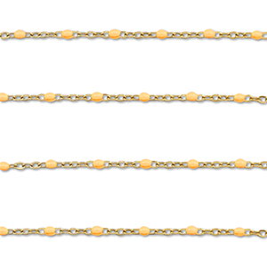 Stainless Steel - Rostfrei Stahl Schmuckzubeh&ouml;r Gliederkette 1mm Gold-peach orange
