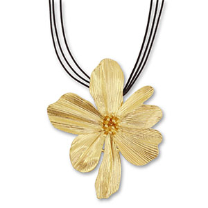 Statement Ketten Kordel mit Blume Black-gold
