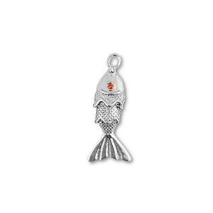 Brass TQ Metall Anh&auml;nger Fisch Silver-orange