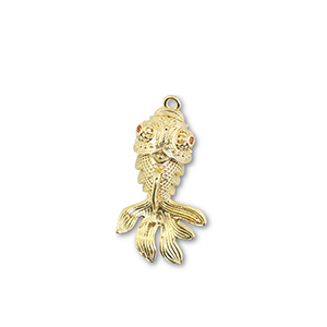 Brass TQ Metall Anh&auml;nger Fisch Gold-orange