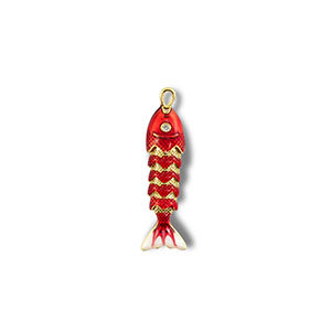 Eco-brass&reg; (nachaltiges Messing) Anh&auml;nger Fisch Gold-red-white