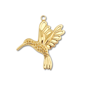 Stainless Steel - Rostfrei Stahl Anh&auml;nger Kolibri Gold