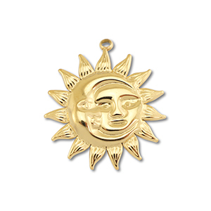 Stainless Steel - Rostfrei Stahl Anh&auml;nger Mond & Sonne Gold