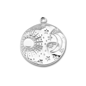 Stainless Steel - Rostfrei Stahl Anh&auml;nger Sonne & Mond Silver