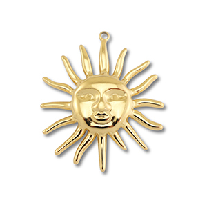 Stainless Steel - Rostfrei Stahl Anh&auml;nger Sonne Gold