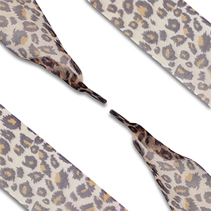 Trendy Schn&uuml;rsenkel Organza Leopard Light brown-brown-black