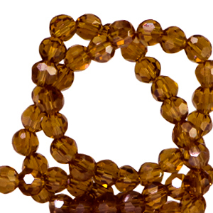 Top Glas Facett Perlen rund 4mm Russet brown-pearl shine coating