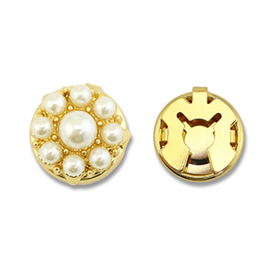 Eco-brass&reg; (nachaltiges Messing) Knopfabdeckung Perlen Gold-white