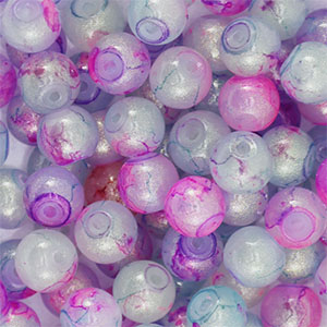 8 mm Glasperlen mit Glitzer Multicolour purple-gold