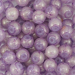 6 mm Glasperlen mit Glitzer Purple-gold