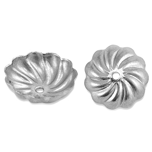 Stainless Steel - Rostfrei Stahl Schmuckzubeh&ouml;r Perlenkappe Blume Silver