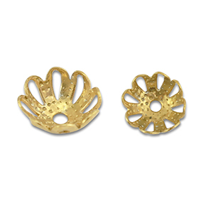Stainless Steel - Rostfrei Stahl Schmuckzubeh&ouml;r Perlenkappe Blume Gold