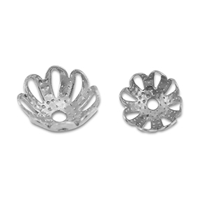 Stainless Steel - Rostfrei Stahl Schmuckzubeh&ouml;r Perlenkappe Blume Silver