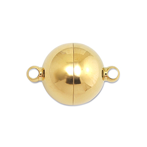 Stainless Steel - Rostfrei Stahl Schmuckzubeh&ouml;r Magnetverschluss Ball 14mm Gold